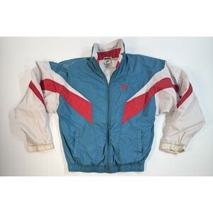 Vintage Nike Windbreaker Jacket Womens XS Teal Red White Full Zip 90s Y2K